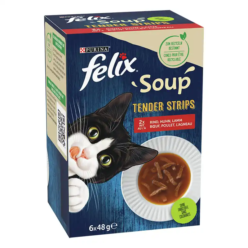 Zertifiziert Felix Soup Tender Strips Geschmack vom Land 6x48 g